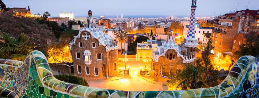 Barcelona, Park Guell after sunset