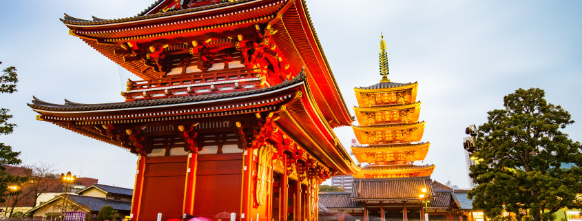 Tokyo, Japan - February 17, 2015: Senso-ji is an ancient Buddhist temple located in Asakusa, Tokyo, Japan. It is Tokyo's oldest temple, and one of its most significant. Formerly associated with the Tendai sect of Buddhism, it became independent after World War II.