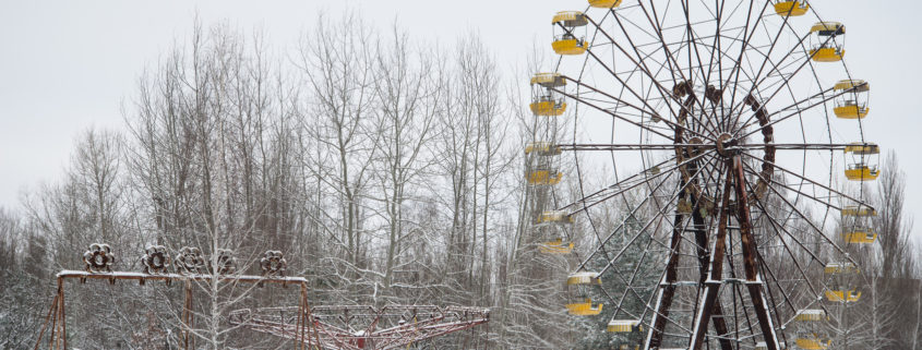 Amusement park in Pripyat in winter / Chernobyl disaster