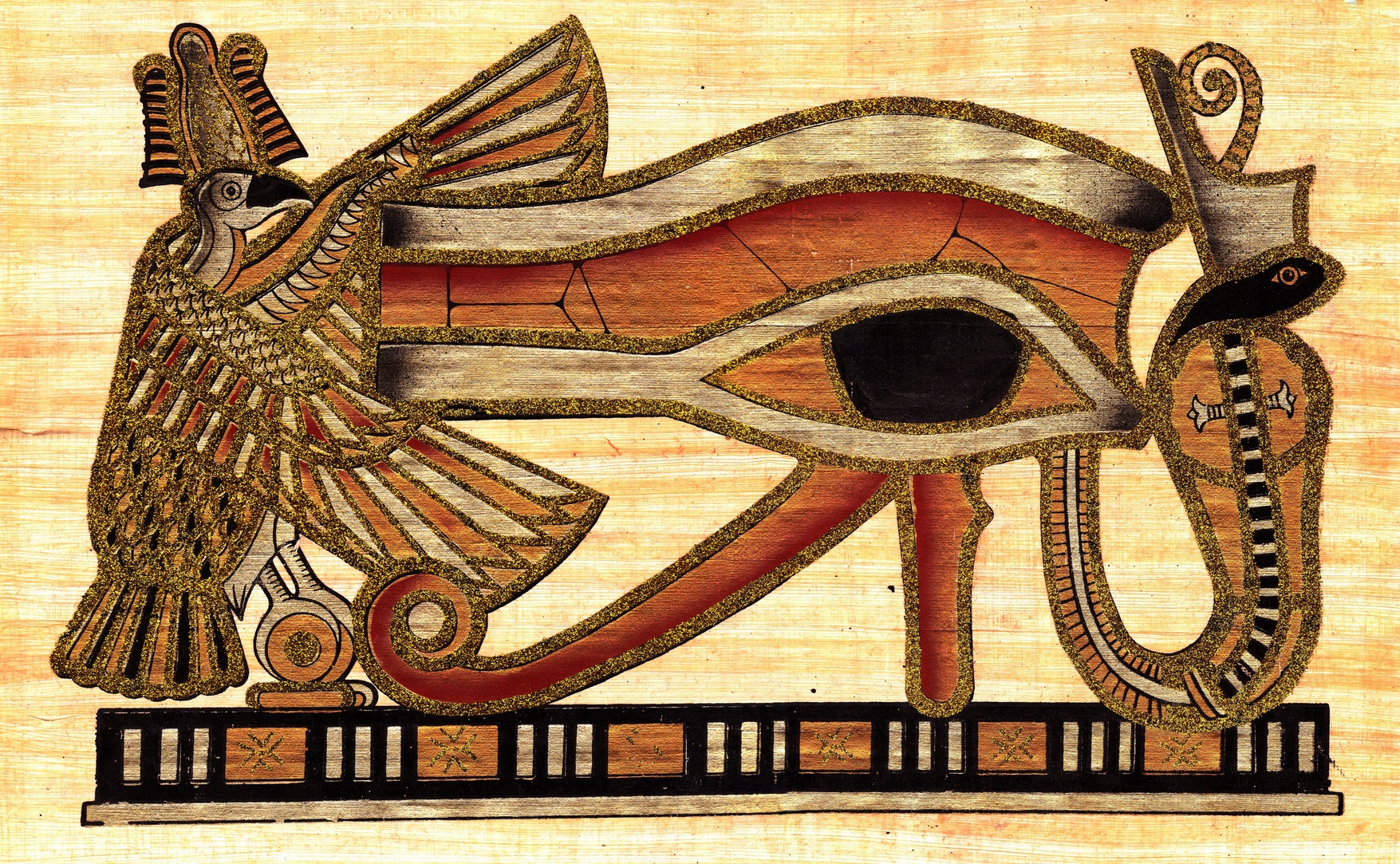 Symbol of Eye of Ra godhood painted at papyrus
