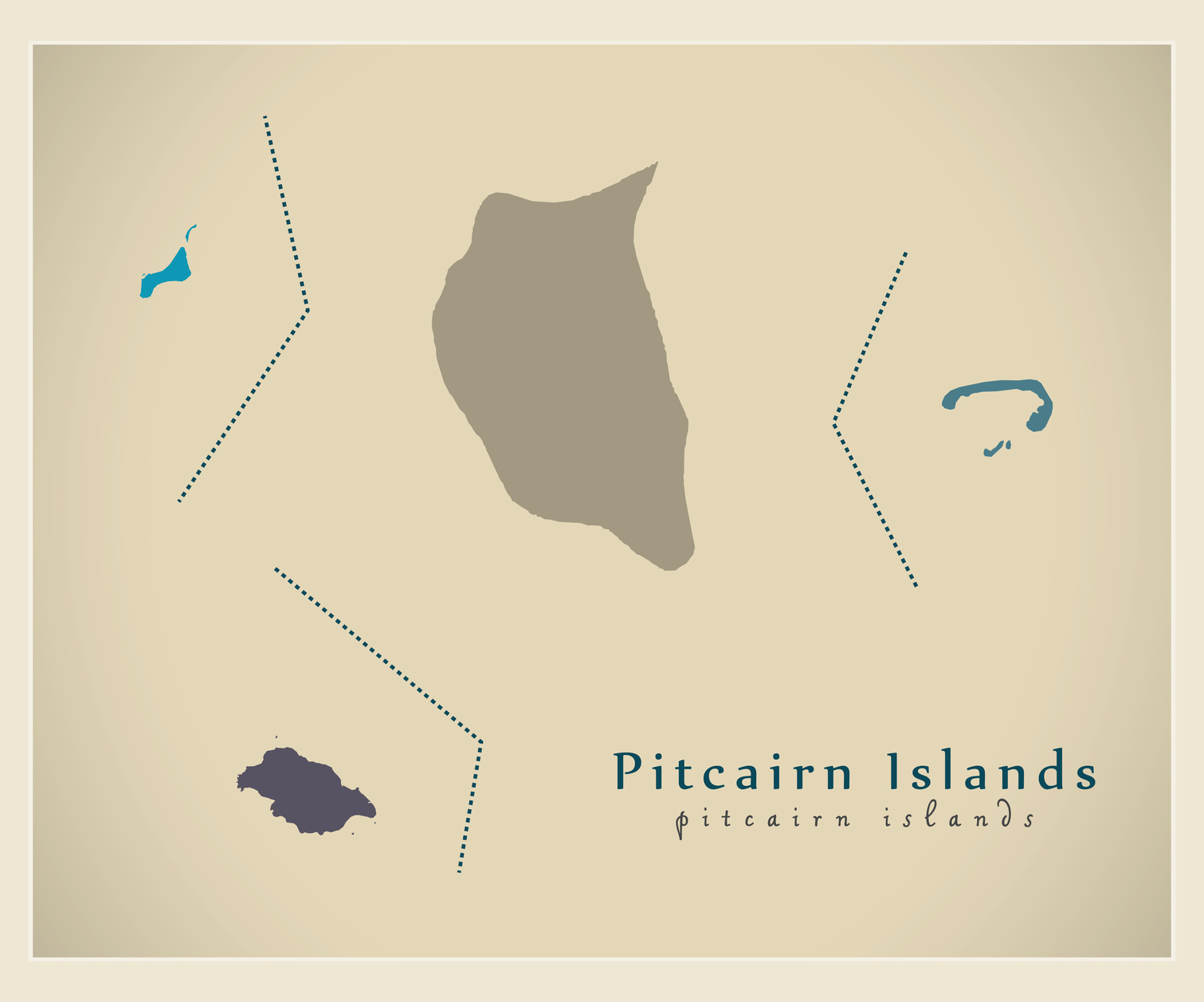 Modern Map - Pitcairn Islands colored PN