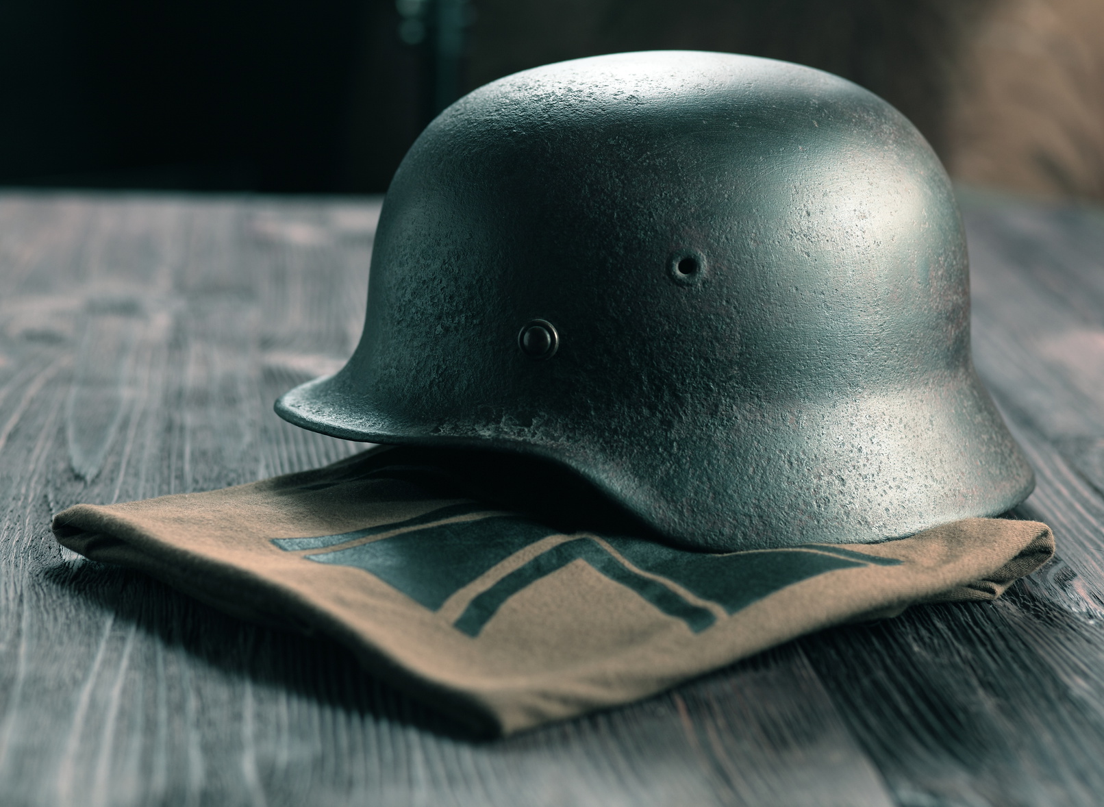 Rusty german army helmet from second world war.