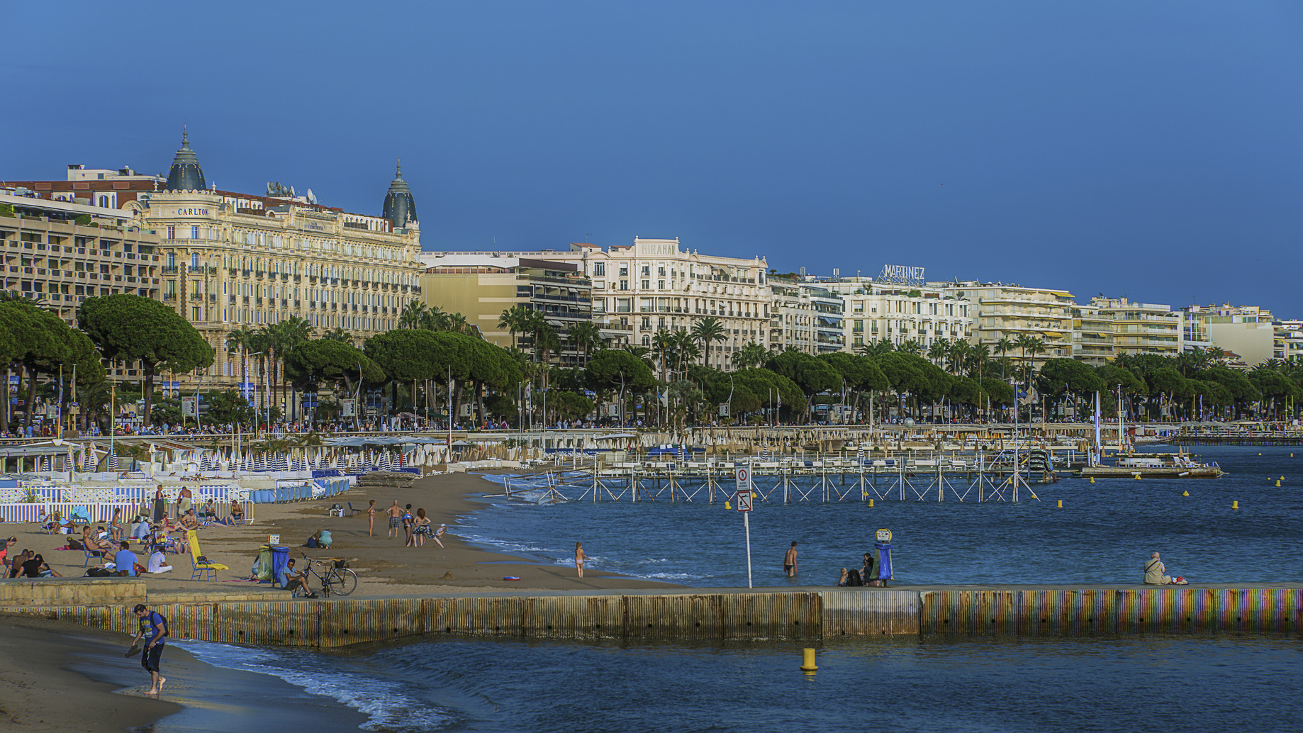 Cannes beach and the famous Croisette