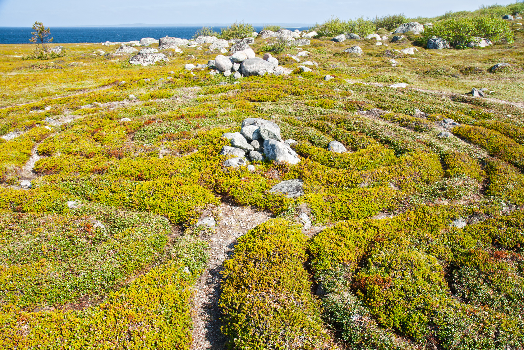 Stone labyrinth of Bolshoi Zayatsky Island, Russia