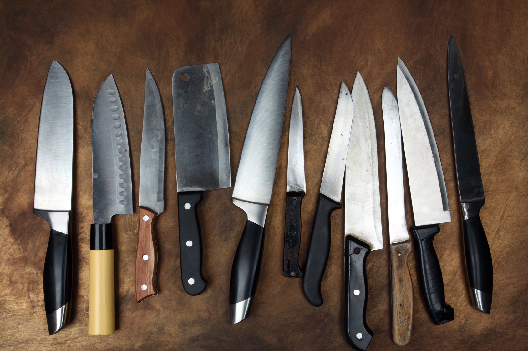 collection of various kitchen knives
