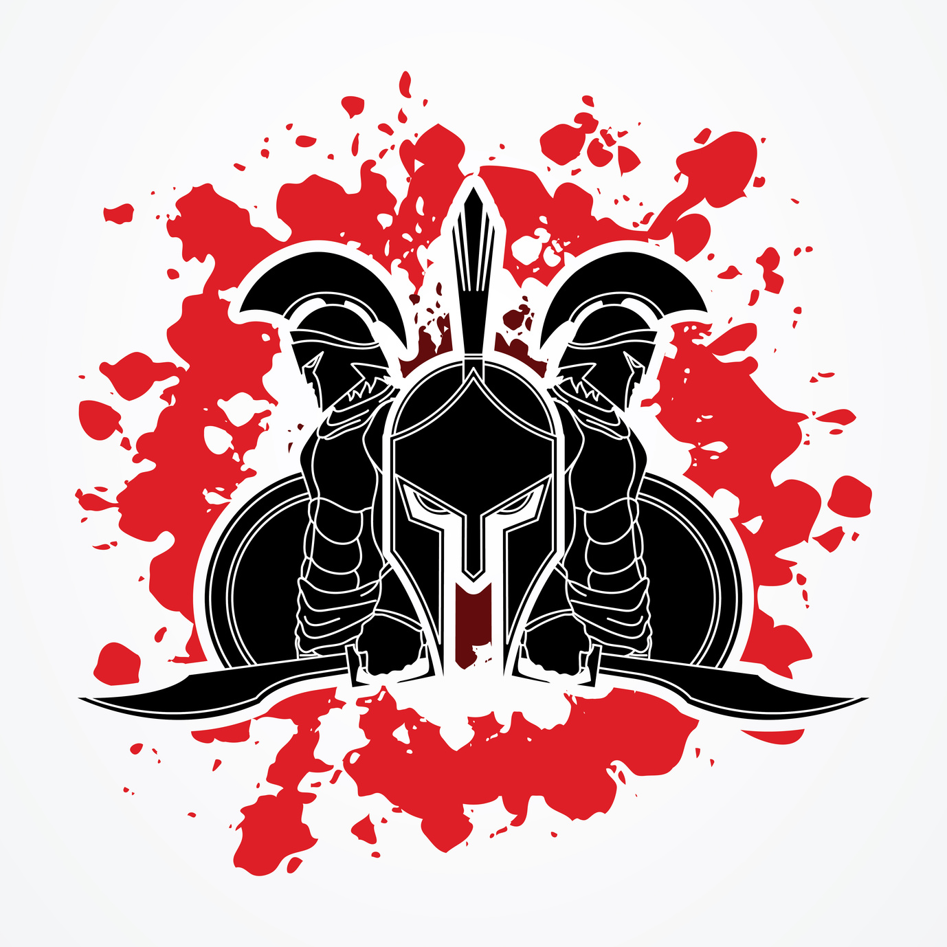 Spartan warrior pose designed on splatter blood background graphic vector.